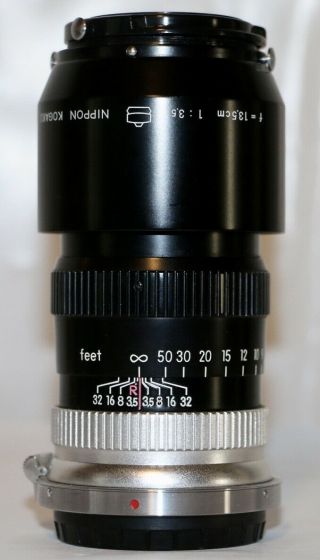 Nikon Rangefinder Black Nikkor Q 13.  5cm f/3.  5 Complete With Hood & Caps 2