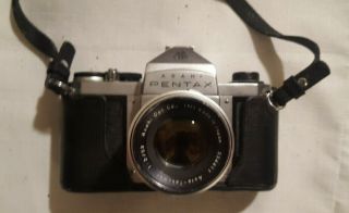 Asahi Pentax H2 No.  195261 Rare SLR Camera Takumar 1:2/55 Lens w/ Leather Case 2