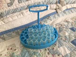 Tri - Chem Vintage Blue Caddy For Paint Tubes With Tube Protectors