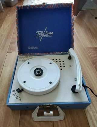 Vintage Portable Record Player Teletone Solid State Cond