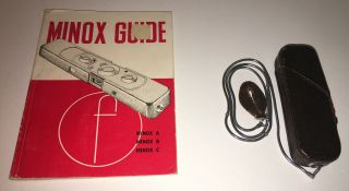 Minox Wetzlar Subminiature Model B Spycamera W/ Flash,  Chain & Pouches & Guide 1a