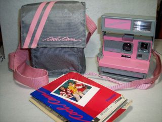 Polaroid Cool Cam 600 Instant Camera - Pink & Gray With Matching Case/bag 1980s