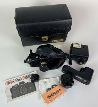 Asahi Pentax Auto 110 Mini 35mm Slr System & 3 Lenses