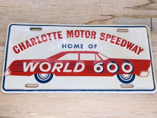 Vintage Charlotte Motor Speedway World 600 Nascar License Plate Sheet Metal