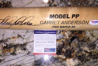Garret Anderson Autograph Baseball Bat Engraved Psa Dna Certificate Angels