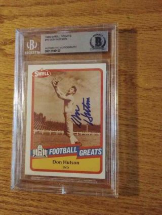 Don Hutson Auto 1989 Swell Signed Football Hall Of Fame Card Beckett Slabbed