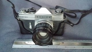 1963 Konica Fp Slr Camera Body,  Lens,  Case,  Manuals,  1 Roll Of 100 Asa Film
