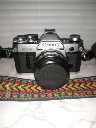 Canon Ae - 1 35mm Slr Film Camera With 50mm 1:1.  8 Lens & 52mm Phase 2 Skylight (1a
