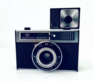 Vintage Agfa Isomat - Rapid 35mm Film Camera W/ Flash W Case Germany
