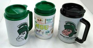 Vintage Michigan State University Spartans Plastic Coffee Travel Mug Tea Cups
