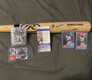 Chicago White Sox Eloy Jimenez Signed Baseball Bat,  Rookie Cards,  And 2020chrome