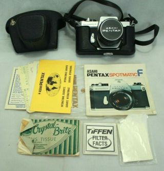 Asahi Pentax Spotmatic F 35 Mm Camera With Takumar 1:1.  8/55mm Lens Leather Case