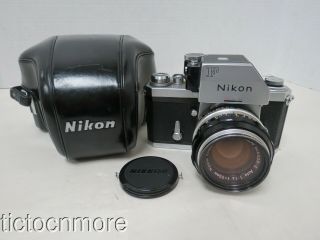Vintage Nikon F Camera No.  7050988 W/ Nikkor - S Auto Lens 1:1.  4 F=50mm & Case