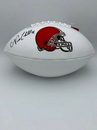 Nick Chubb Signed Cleveland Browns White Panel Football Hologram