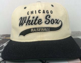 Vintage 90s Chicago White Sox Starter Wool Snapback Hat Nwa Eazy E Vtg Script