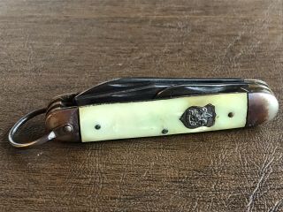 Vintage Imperial Boy Scout Bsa 4 Piece Pocket Knife Usa Celluloid Pearl Brass