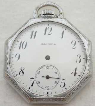 Vintage Art Deco 12s Illinois 17 Jewel Pocket Watch Parts Repair