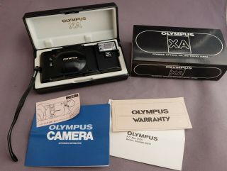 Vintage Olympus Xa 35mm Film Pocket Rangefinder Camera Cased Set With A11 Flash