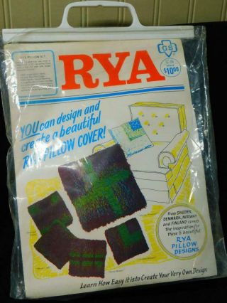 Vintage Girl Scout Rya Pillow Cover Kit Greens Blues Purples 12x12 5 Designs