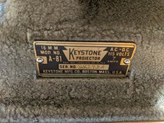 Vintage KEYSTONE Model A - 81 16mm PROJECTOR with Case 2