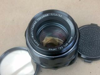 Pentax Multi - Coated - Takumar 50mm F/1.  4 M42 Prime Lens W/caps & Filter Cle