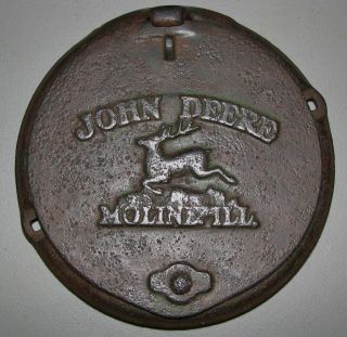 Vintage John Deere Cast Iron Planter Lid - Moline,  Illinois