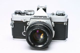 Olympus Om - 1 Chrome 35mm Film Slr Camera,  Zuiko 50mm F/1.  8 Lens 3