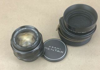Pentax - Takumar 50mm F/1.  4 M42 Screwmount Prime Lens With Caps Hood C