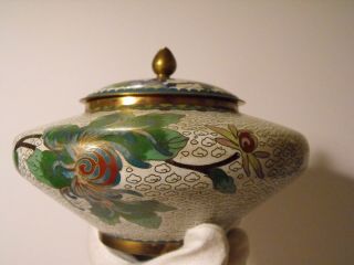 Vintage Chinese Cloisonne Enamel Covered Pot & Lid 7 " Onion Bowl Shape