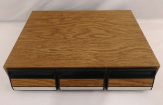 Vintage Cassette Tape 3 Drawer Storage Case 42 Tape Capacity Faux Wood Guc