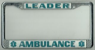 South El Monte California Leader Ambulance Company Vintage License Plate Frame