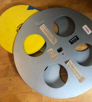 16mm Split Reel,  J&r,  Film Movie Hollywood Splice With Roll Of Yellow Leader