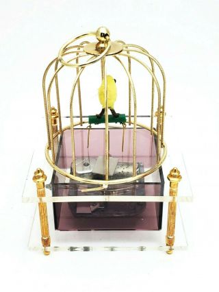 Vintage Mechanical Music Box Bird Cage Sankyo Made in Japan 2