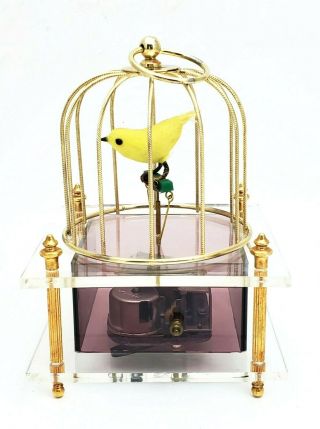 Vintage Mechanical Music Box Bird Cage Sankyo Made in Japan 3