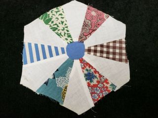 48 Vintage Antique Quilt Blocks Cotton Hand Pieced Pinwheel Pattern 1940s Era 2
