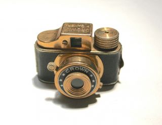 Gold Crown Subminiature Camera With Leather Case Hit Style Spy Camera