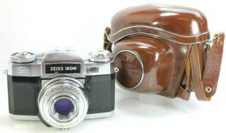Zeiss Ikon Contaflex B Flashmatic With 50mm F2.  8 Tessar Lens And Case