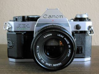 Canon Ae - 1 Program Camera Body & Canon Fd 50mm F/1.  8 Lens