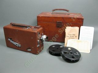 Vintage 1930s Leather Cine - Kodak Model B 16mm Film Movie Camera Set Eastman Case