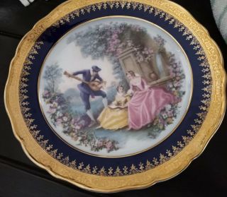 Collectible Vintage Limoges Hand Painted Victorian Plate,  7.  5 " Diameter,