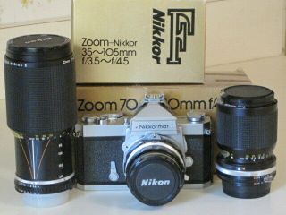 Nikon Nikkormat Ftn 35mm Slr Film Camera & Lens