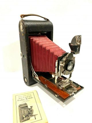 Kodak No.  3a Folding Pocket Kodak Model B - 4 Camera - Red Bellows C.  1909