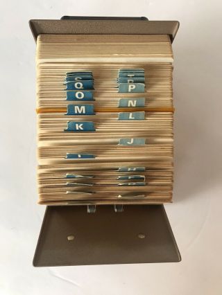 Rolodex V - File Model V524 Tan Steel Vintage Blank Cards & A - Z Tabs
