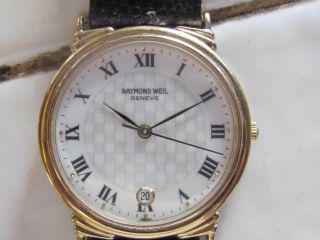 Vintage Raymond Weil Thin Casegold Filled Case Swiss Quartz Dated Watch Old