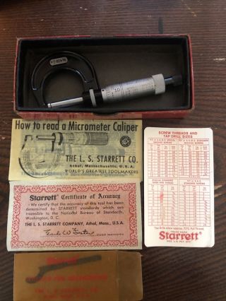 Vintage Starrett No.  436 - 1 " Micrometer Caliper Machinist Tool