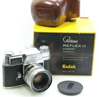Kodak Retina Reflex Iii,  Schneider 50mm F1.  9,  Erc - Boxed - For Shutter Repair