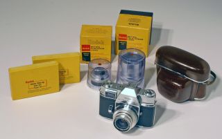 Kodak Retina Reflex Iii Set With 35 F2.  8,  50 F2.  8,  And 135 F4 Lenses,  Cu Lenses