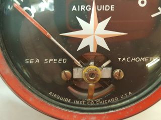 Airguide Sea Speed Marine Boat Dash 7,  000 Rpm Tachometer Vintage P6487 Gauge