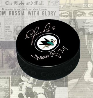 Igor Larionov,  Sergei Makarov San Jose Sharks Autographed Puck