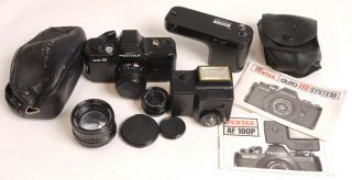 Pentax Auto 110 18mm/24mm/50mm Lens Kit W/flash/winder - Camera Tested/nice (2)